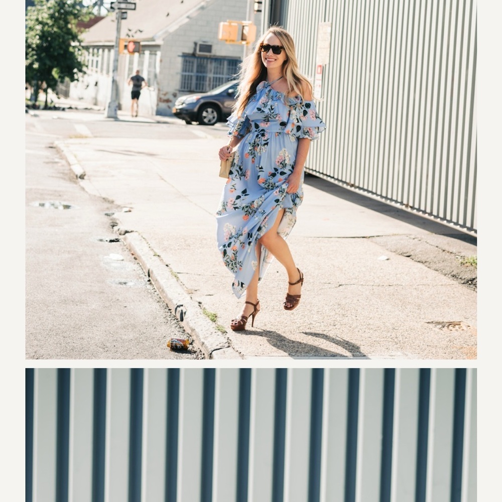 Parker Floral Maxi Dress with Blue and Pink Accents